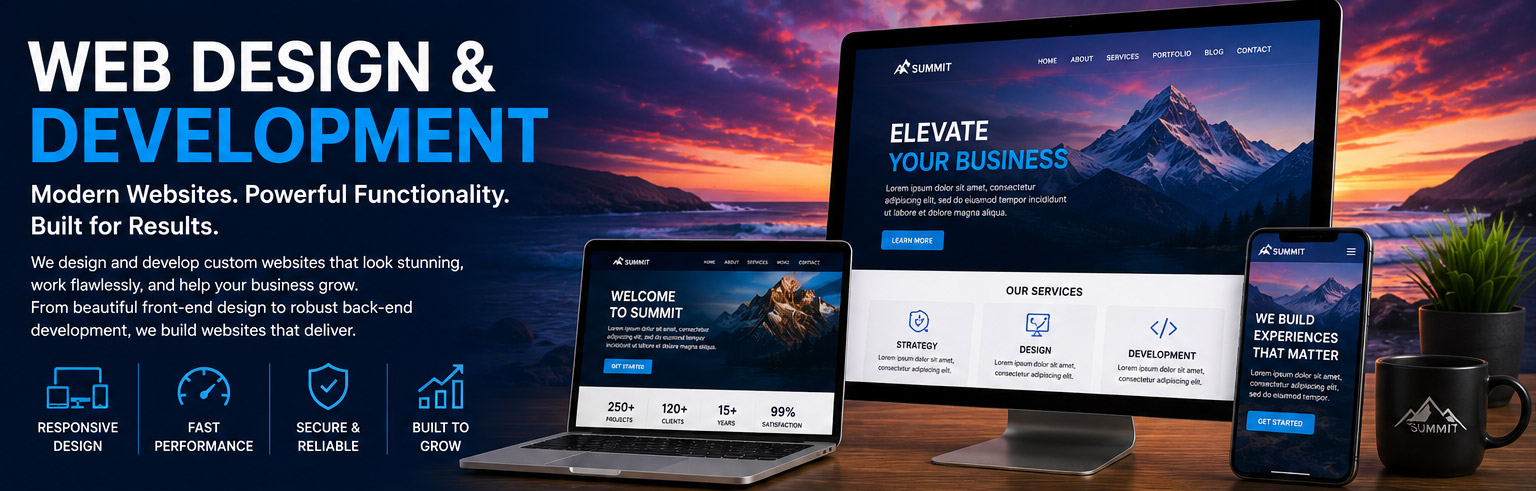 Web design and development services for responsive websites, custom web applications, database integration and SEO
